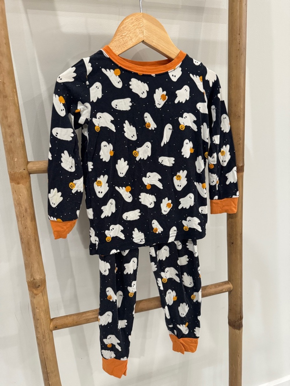 Mebie baby Kids Halloween Ghost Pajama Set - Navy & Orange